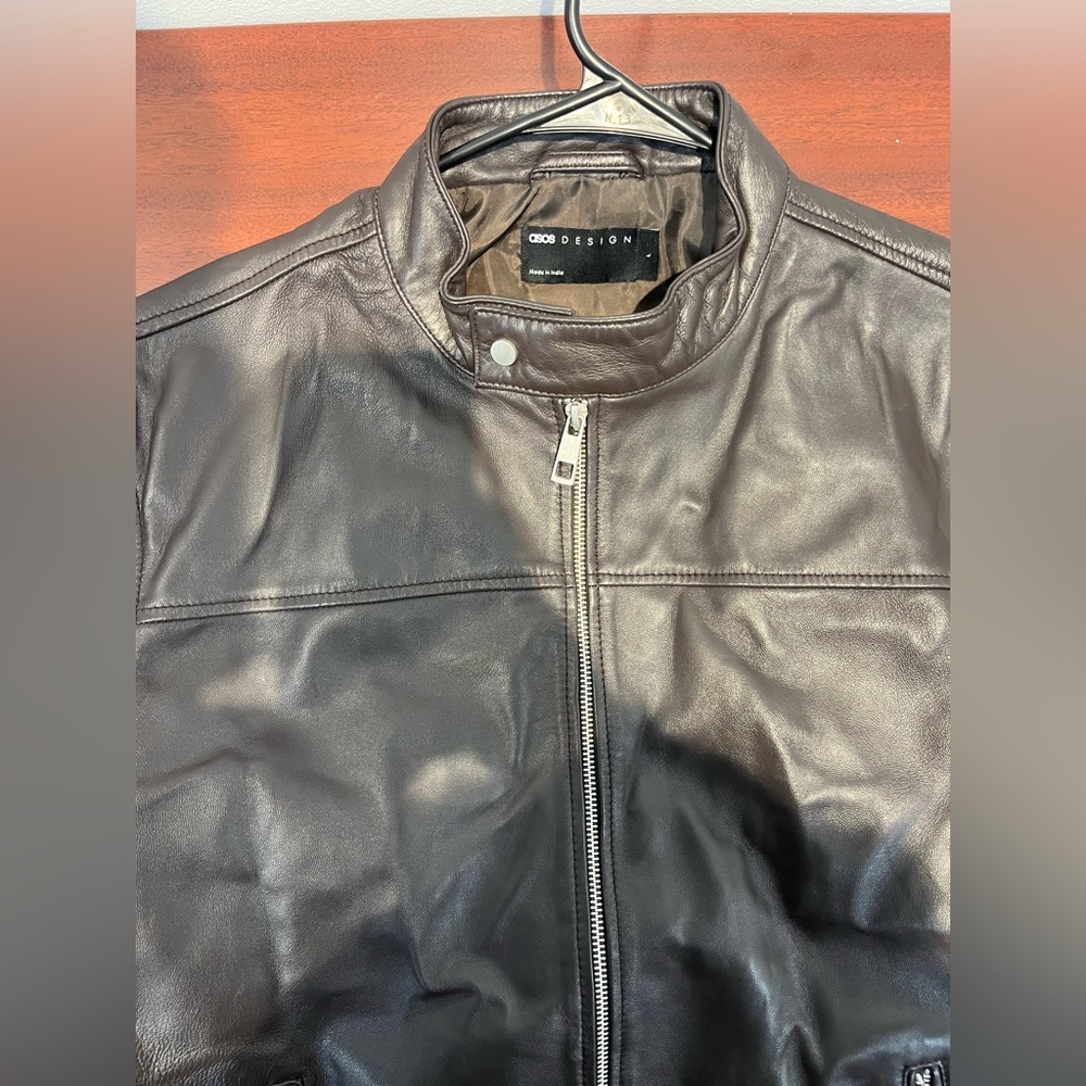 ASOS Leather Racer Jacket - Picture 5 of 8